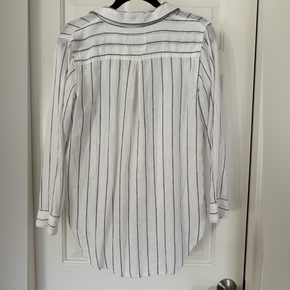 Rails Charli White/Ink Stripe Linen Blend Button-up Shirt for Ladies - Picture 4 of 6